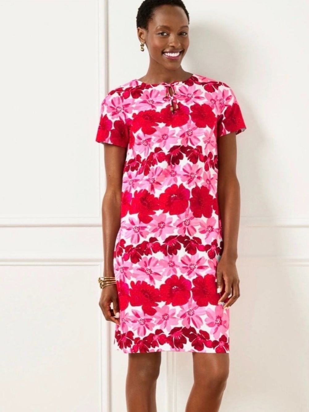 NWT Talbots Pink and Red Floral Mini Dress Size OP